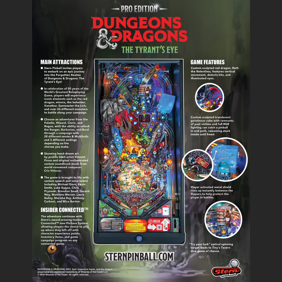 2025 Dungeons & Dragons: The Tyrant's Eye Pro Edition Pinball by Stern