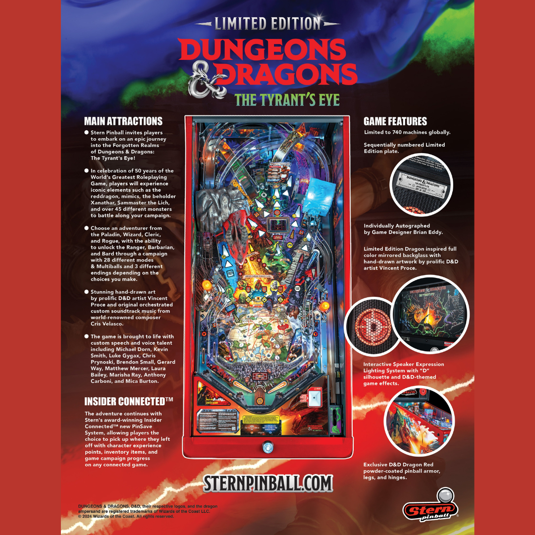 2025 Dungeons & Dragons: The Tyrant's Eye Limited Edition LE Pinball by Stern