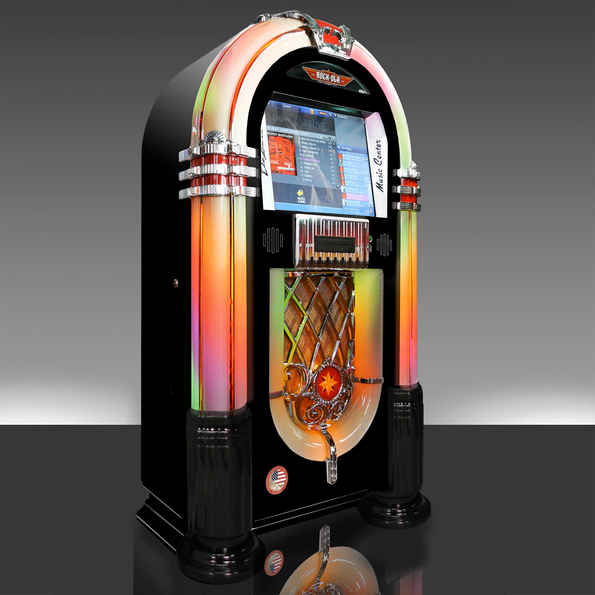 Rock-Ola Bubbler Digital Music Center Jukebox in Black with Bluetooth